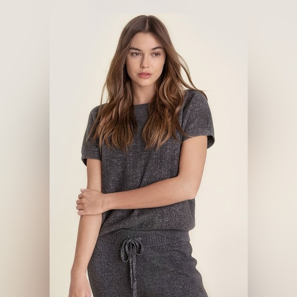 Barefoot Dreams CozyChic Ultra Lite Dolman Short Sleeve Pullover Charcoal Sz XS - Picture 3 of 12